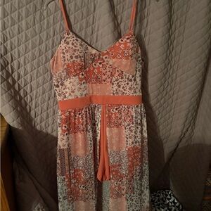Orange Floral Patchwork Romper/Dress